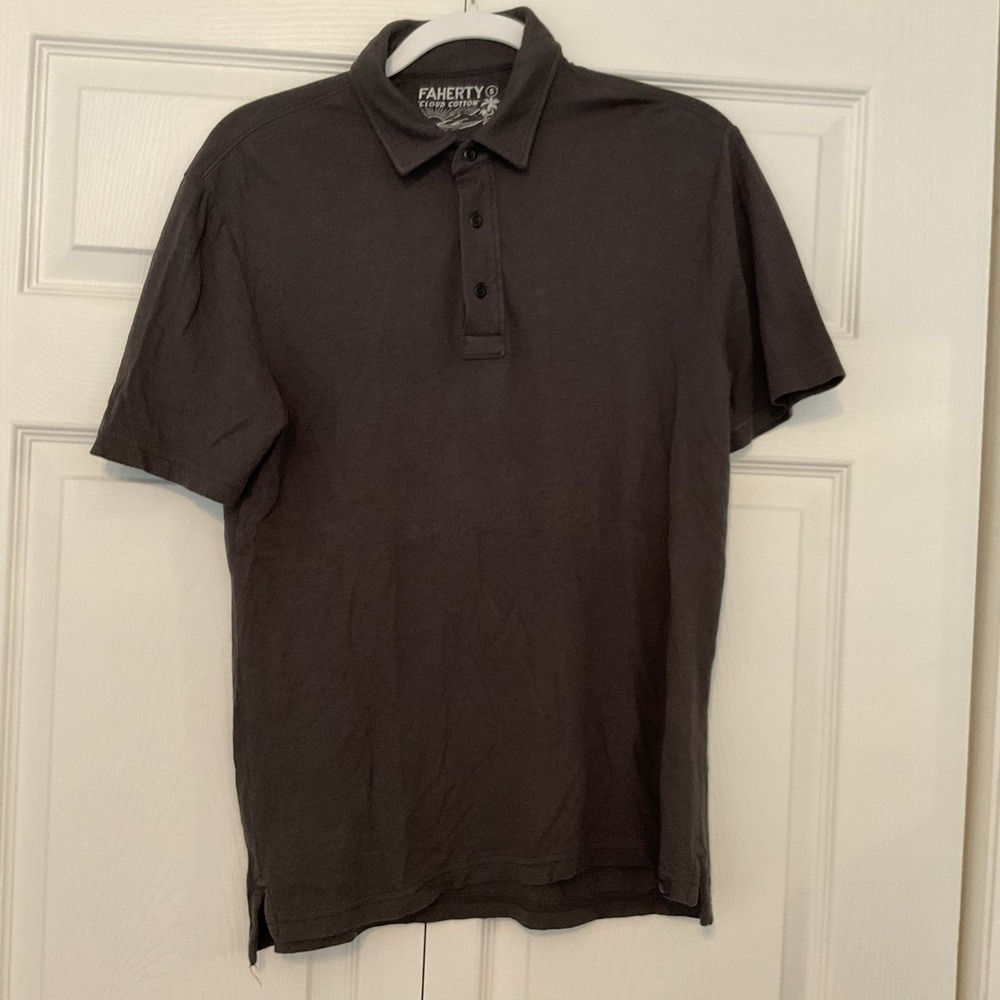 Faherty Polo Shirt Mens Small Gray Cloud Cotton Soft Pima Modal Lightweight